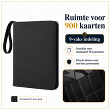 Zwarte verzamelmap geschikt voor Pokémon-kaarten met 9-pocket indeling en ruimte voor 900 kaarten